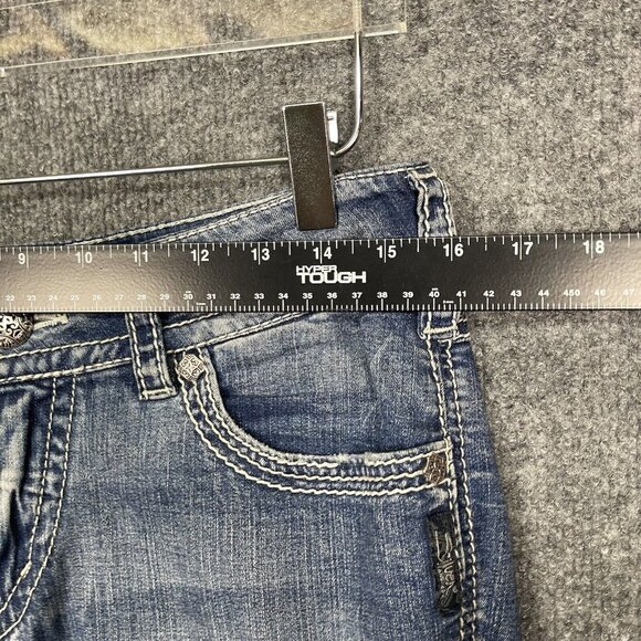 Silver Jeans Womens 28W Blue Suki Surplus Capri Embroidered Flap Pockets Stretch - Picture 6 of 16